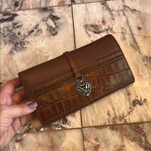 Brighton Brown Leather Wallet with Heart Charm